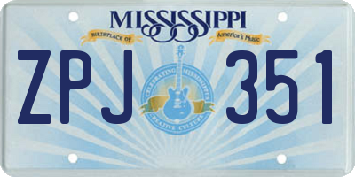 MS license plate ZPJ351