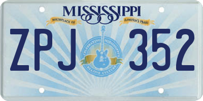 MS license plate ZPJ352