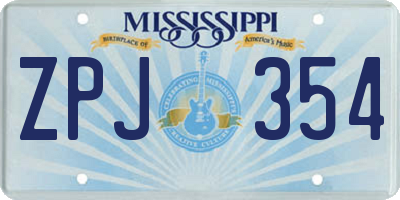 MS license plate ZPJ354