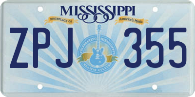 MS license plate ZPJ355