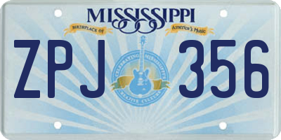 MS license plate ZPJ356