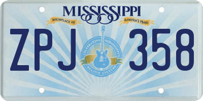 MS license plate ZPJ358