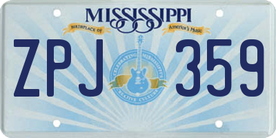 MS license plate ZPJ359