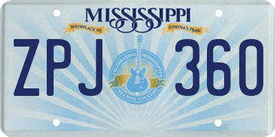 MS license plate ZPJ360