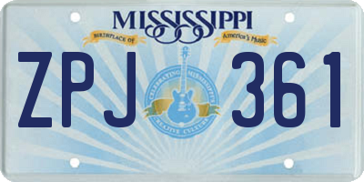 MS license plate ZPJ361