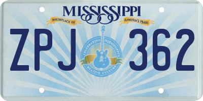 MS license plate ZPJ362