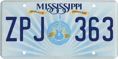 MS license plate ZPJ363