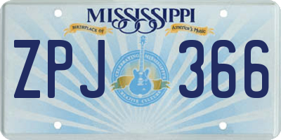 MS license plate ZPJ366