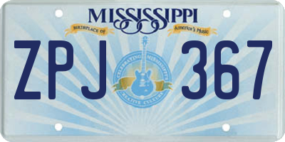 MS license plate ZPJ367