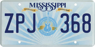 MS license plate ZPJ368