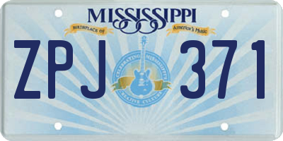 MS license plate ZPJ371