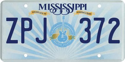 MS license plate ZPJ372