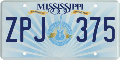 MS license plate ZPJ375