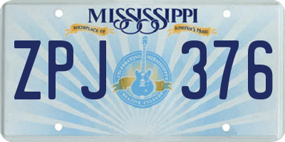 MS license plate ZPJ376