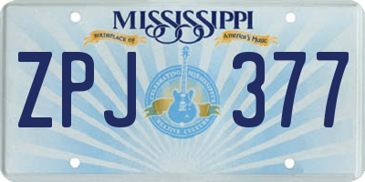 MS license plate ZPJ377