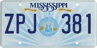 MS license plate ZPJ381