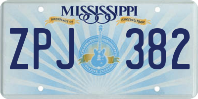 MS license plate ZPJ382