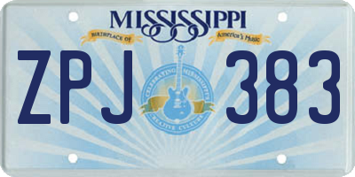 MS license plate ZPJ383