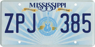 MS license plate ZPJ385