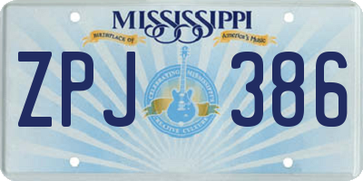 MS license plate ZPJ386