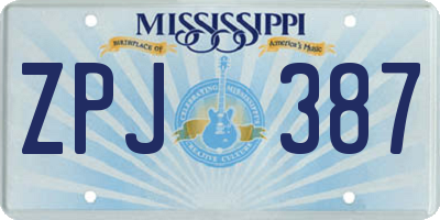 MS license plate ZPJ387