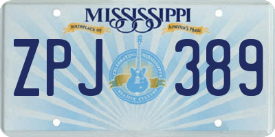 MS license plate ZPJ389