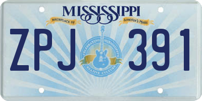 MS license plate ZPJ391