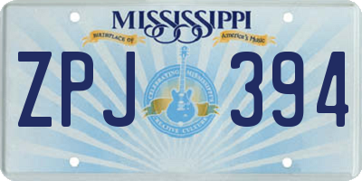 MS license plate ZPJ394