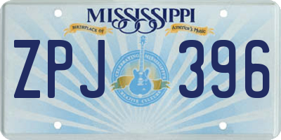 MS license plate ZPJ396
