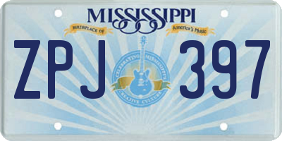 MS license plate ZPJ397