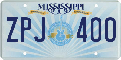 MS license plate ZPJ400