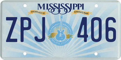 MS license plate ZPJ406