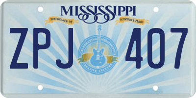 MS license plate ZPJ407