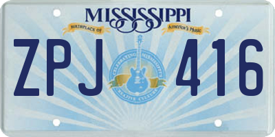 MS license plate ZPJ416