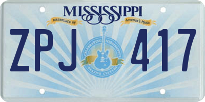 MS license plate ZPJ417