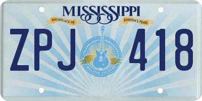 MS license plate ZPJ418