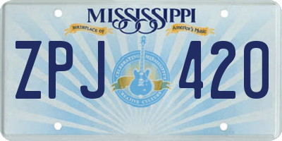 MS license plate ZPJ420