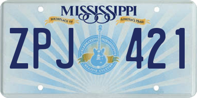 MS license plate ZPJ421