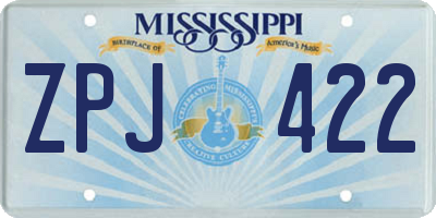 MS license plate ZPJ422