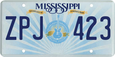 MS license plate ZPJ423