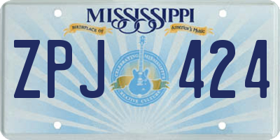 MS license plate ZPJ424