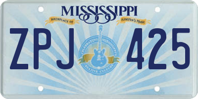 MS license plate ZPJ425