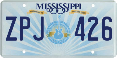 MS license plate ZPJ426