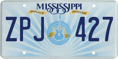 MS license plate ZPJ427