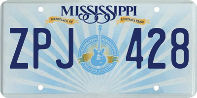 MS license plate ZPJ428