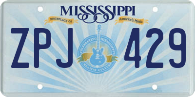 MS license plate ZPJ429