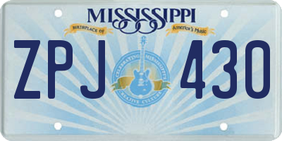 MS license plate ZPJ430