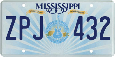 MS license plate ZPJ432