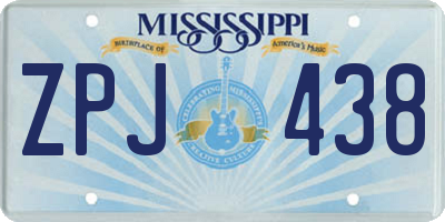 MS license plate ZPJ438