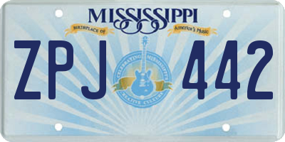 MS license plate ZPJ442